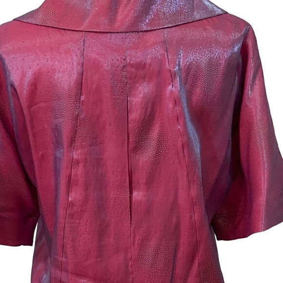 Damee Inc 3-button Blazer Jacket Short Sleeve Iridescent Purple Silver Size S - Picture 6 of 9